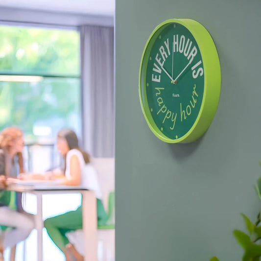 RELOJ PARED EVERY HOUR IS HAPPY HOUR VERDE