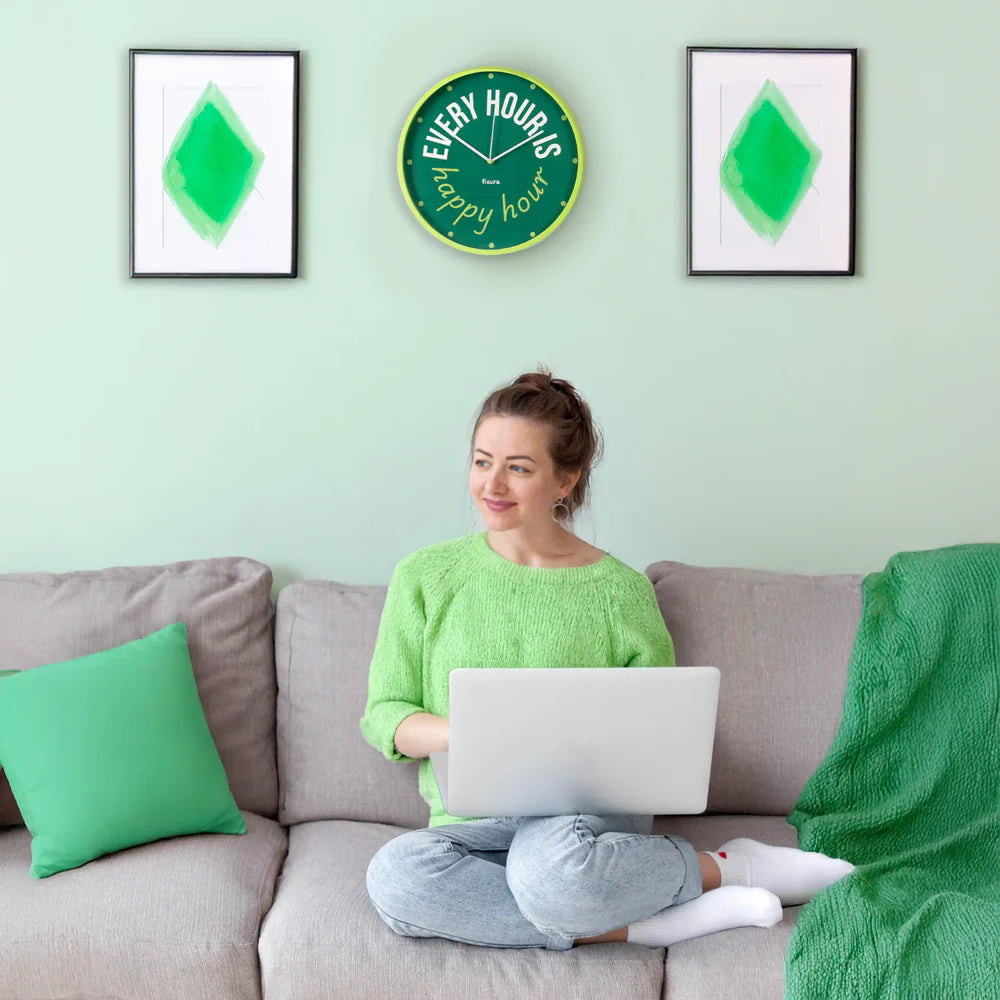 RELOJ PARED EVERY HOUR IS HAPPY HOUR VERDE