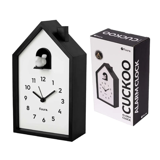 RELOJ DESPERTADOR MEDIANO BLANCO Y NEGRO