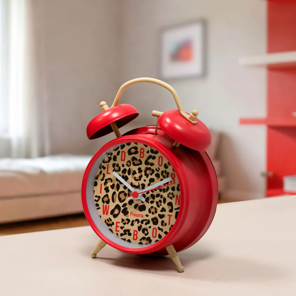 RELOJ DESPERTADOR RETRO LEOPARDO
