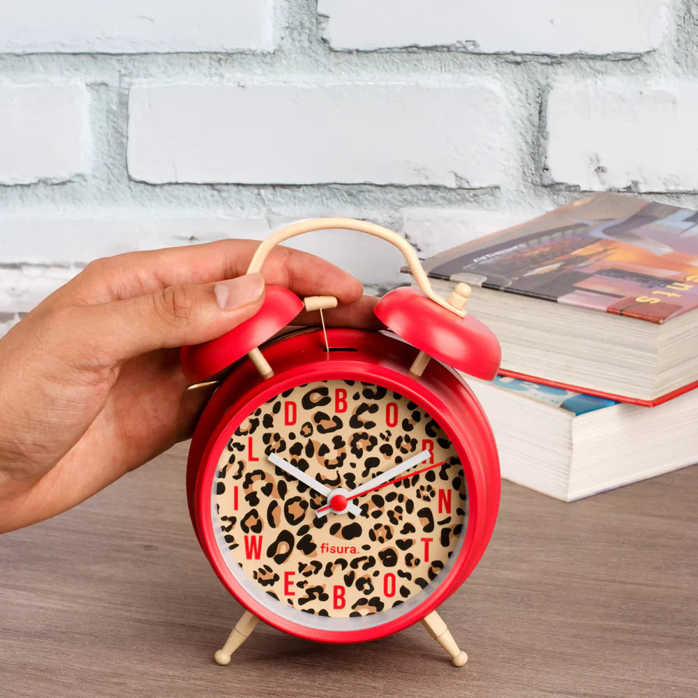 RELOJ DESPERTADOR RETRO LEOPARDO