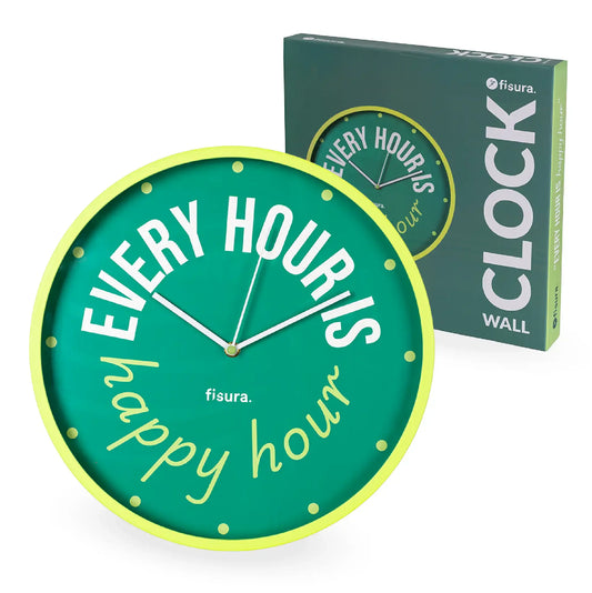 RELOJ PARED EVERY HOUR IS HAPPY HOUR VERDE